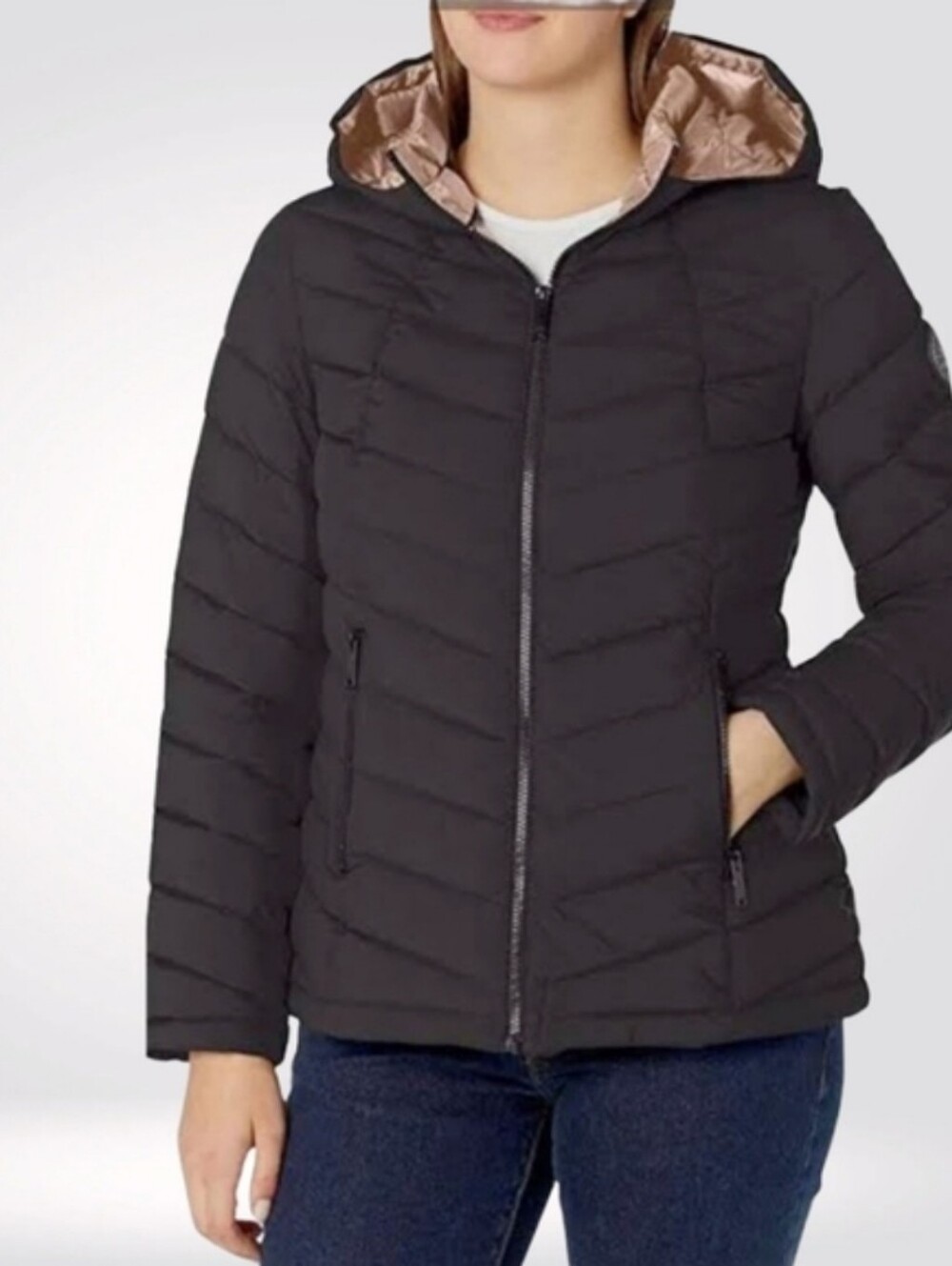 HFX Performance Womens Stretch Hooded Black Puffer Jacket Water Resistant Sz XXL